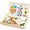 Wooden Magnetic Puzzle Toys Children 3D Puzzle Box Figure Animals Circus Writing Drawing Board Learning Education Toys for Kids
