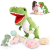 23.6" Green Dinosaur Stuffed Animal Mommy Dinosaur with 3 Baby Plush Toys