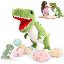 23.6" Green Dinosaur Stuffed Animal Mommy Dinosaur with 3 Baby Plush Toys
