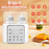 Baby Bottle Warmer, 9-In-1 Portable Bottle Warmer with LCD Display, Double Bottles Fast Milk Warmer, White