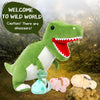 23.6" Green Dinosaur Stuffed Animal Mommy Dinosaur with 3 Baby Plush Toys