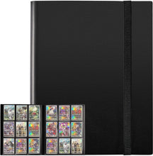 Trading Cards Binder,9 Pockets Trading Card Binder Sleeves , 360 Side Trading Card Holder Carrying Card Case Fit for Baseball Cards, Trading Cards, Football Cards(Black)