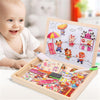 Wooden Magnetic Puzzle Toys Children 3D Puzzle Box Figure Animals Circus Writing Drawing Board Learning Education Toys for Kids