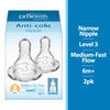 Natural Flow Level 3 Narrow Baby Bottle Silicone Nipple, Medium Flow, 3M+, 100% Silicone Bottle Nipple, 2-Pack