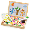 Wooden Magnetic Puzzle Toys Children 3D Puzzle Box Figure Animals Circus Writing Drawing Board Learning Education Toys for Kids