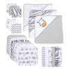 Bath Hooded Towels & Washcloths Set for Babies, 23-Piece Gift Set, Gray Giraffe